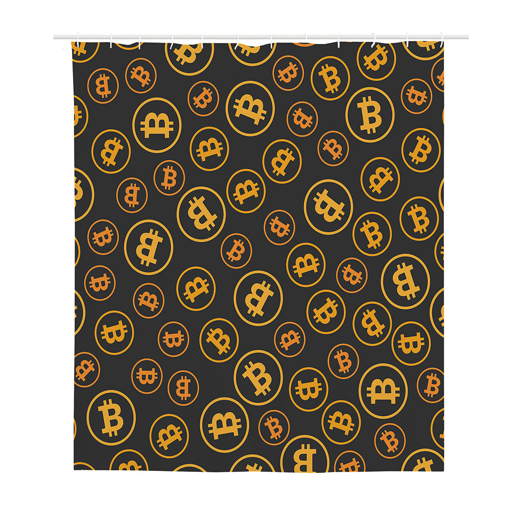 Bitcoin Cryptocurrency Pattern Print Polyester Shower Curtain