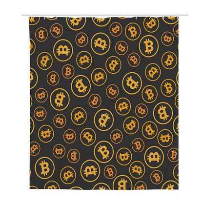 Bitcoin Cryptocurrency Pattern Print Polyester Shower Curtain