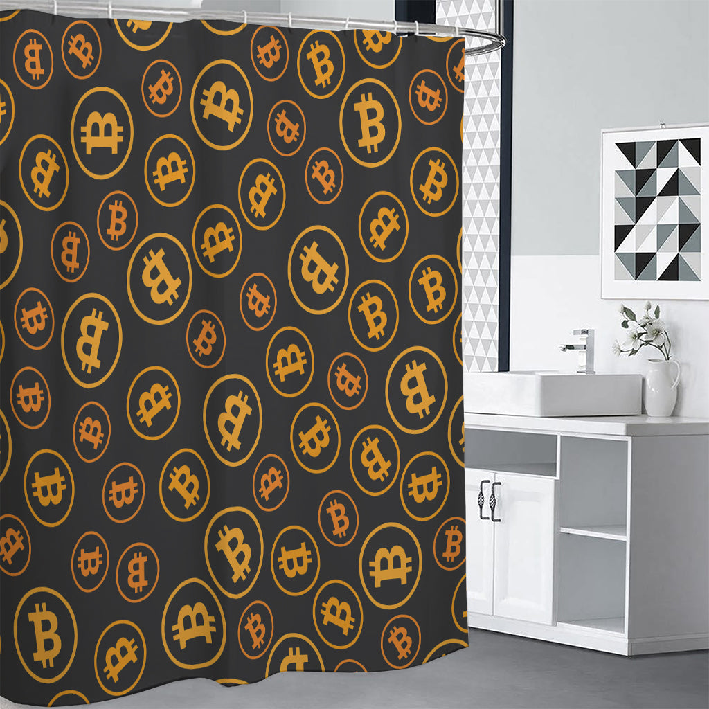 Bitcoin Cryptocurrency Pattern Print Premium Shower Curtain