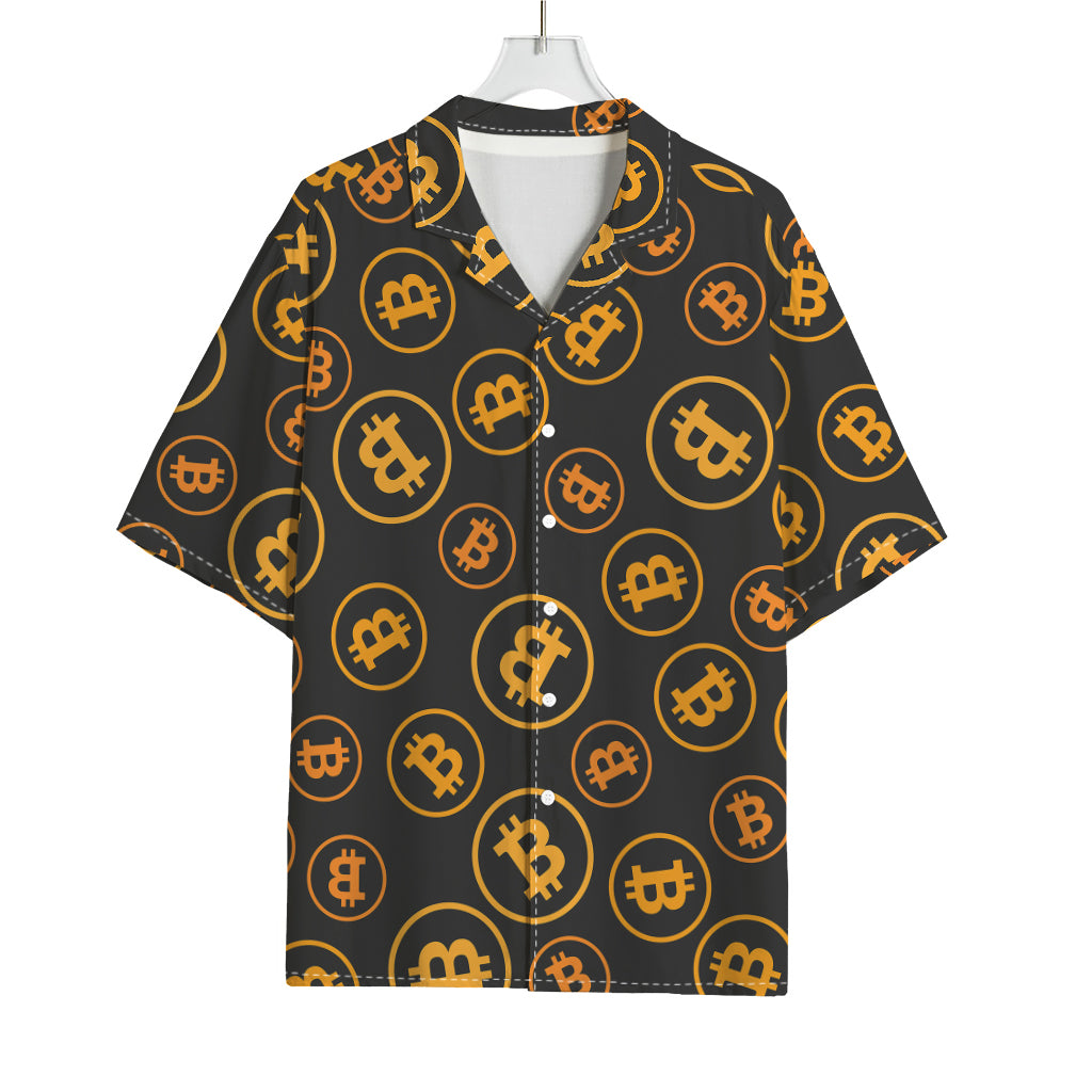 Bitcoin Cryptocurrency Pattern Print Rayon Hawaiian Shirt