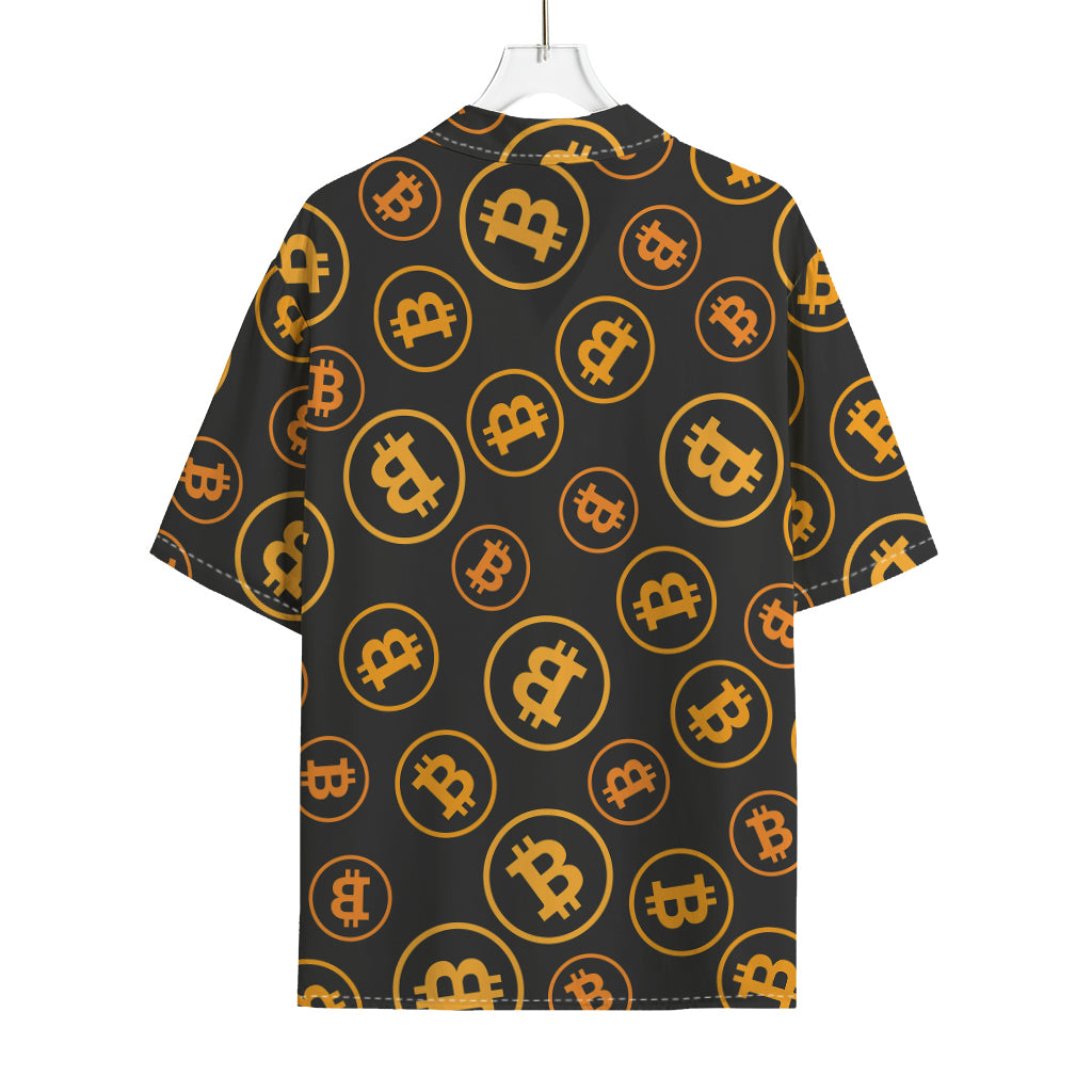 Bitcoin Cryptocurrency Pattern Print Rayon Hawaiian Shirt