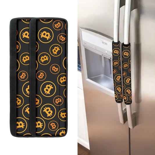 Bitcoin Cryptocurrency Pattern Print Refrigerator Handle Covers