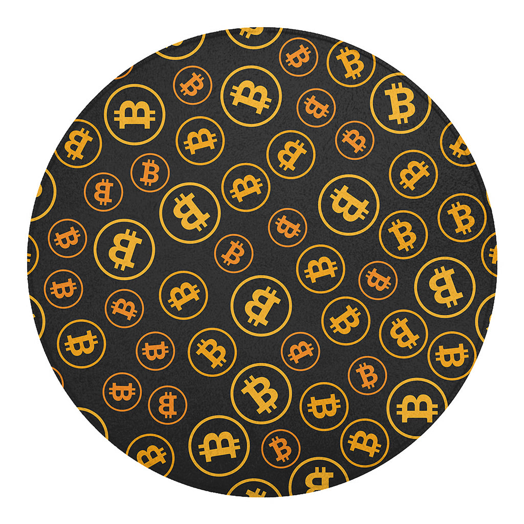 Bitcoin Cryptocurrency Pattern Print Round Blanket
