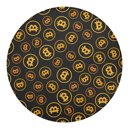 Bitcoin Cryptocurrency Pattern Print Round Blanket