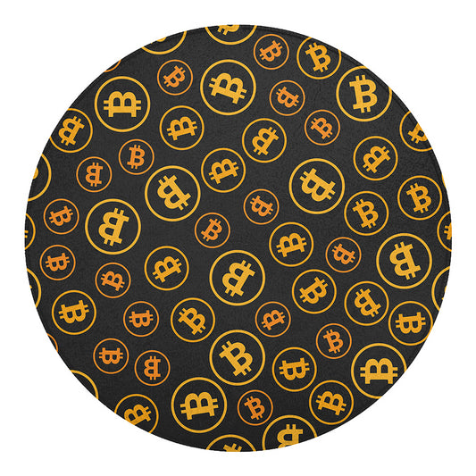 Bitcoin Cryptocurrency Pattern Print Round Blanket
