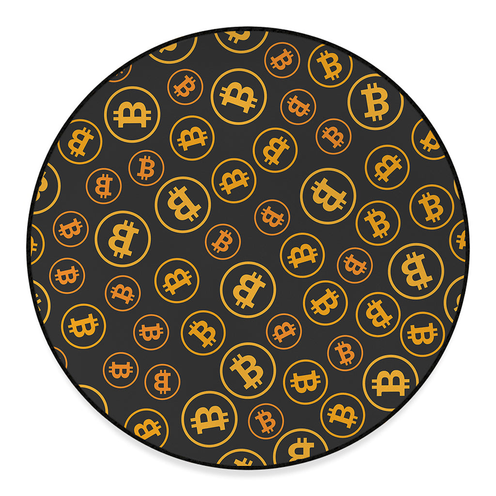 Bitcoin Cryptocurrency Pattern Print Round Floor Mat