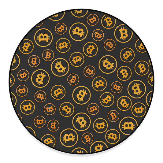 Bitcoin Cryptocurrency Pattern Print Round Floor Mat