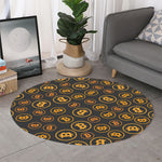 Bitcoin Cryptocurrency Pattern Print Round Rug
