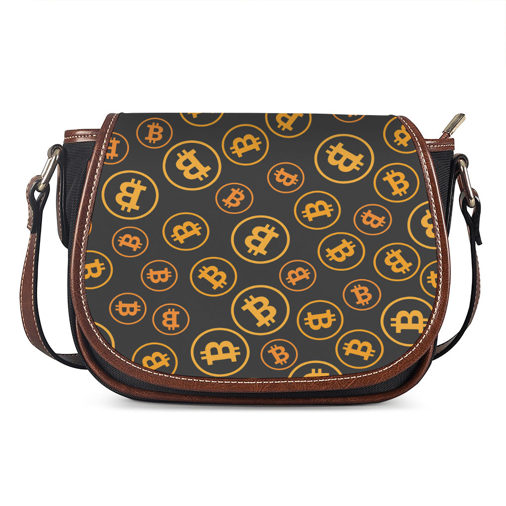 Bitcoin Cryptocurrency Pattern Print Saddle Bag