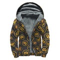 Bitcoin Cryptocurrency Pattern Print Sherpa Lined Zip Up Hoodie