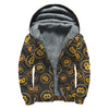 Bitcoin Cryptocurrency Pattern Print Sherpa Lined Zip Up Hoodie