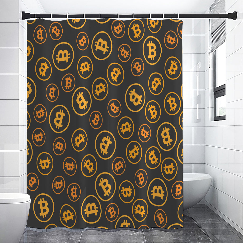 Bitcoin Cryptocurrency Pattern Print Shower Curtain