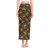 Bitcoin Cryptocurrency Pattern Print Side Slit Maxi Skirt