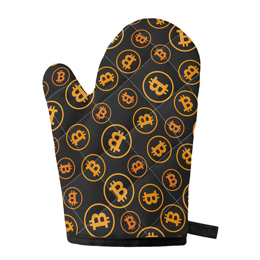 Bitcoin Cryptocurrency Pattern Print Single Oven Mitt