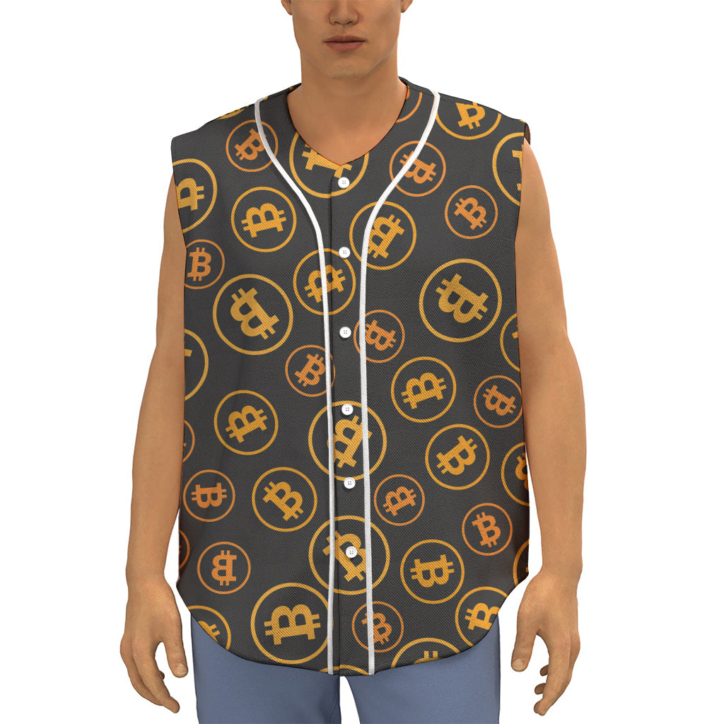 Bitcoin Cryptocurrency Pattern Print Sleeveless Baseball Jersey