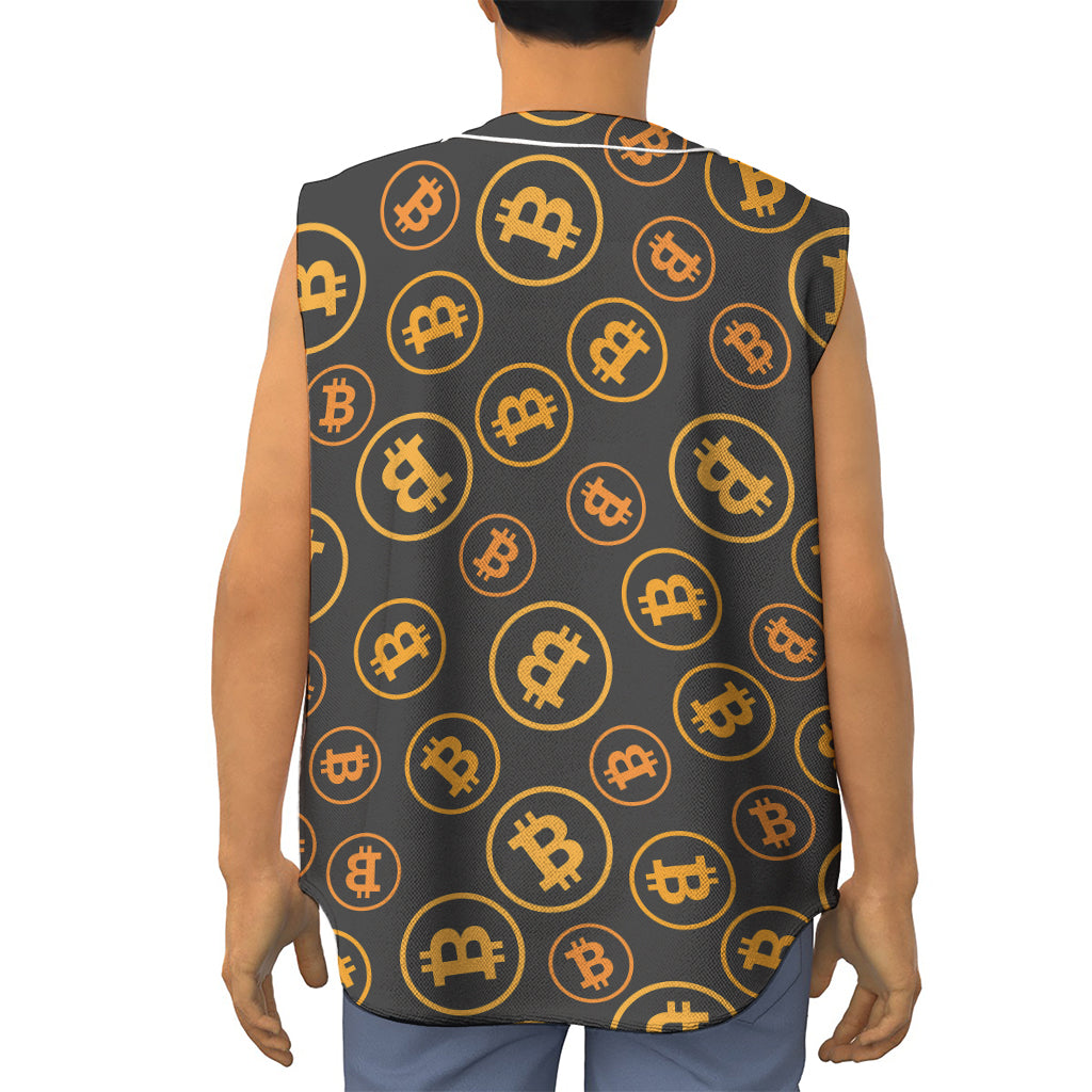 Bitcoin Cryptocurrency Pattern Print Sleeveless Baseball Jersey