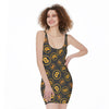 Bitcoin Cryptocurrency Pattern Print Sleeveless Bodycon Dress