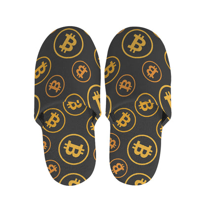 Bitcoin Cryptocurrency Pattern Print Slippers
