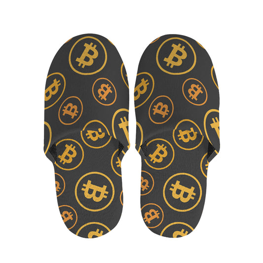 Bitcoin Cryptocurrency Pattern Print Slippers