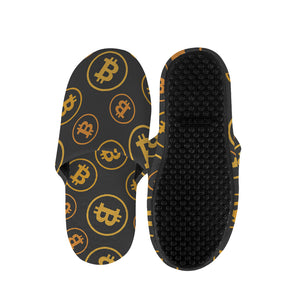 Bitcoin Cryptocurrency Pattern Print Slippers