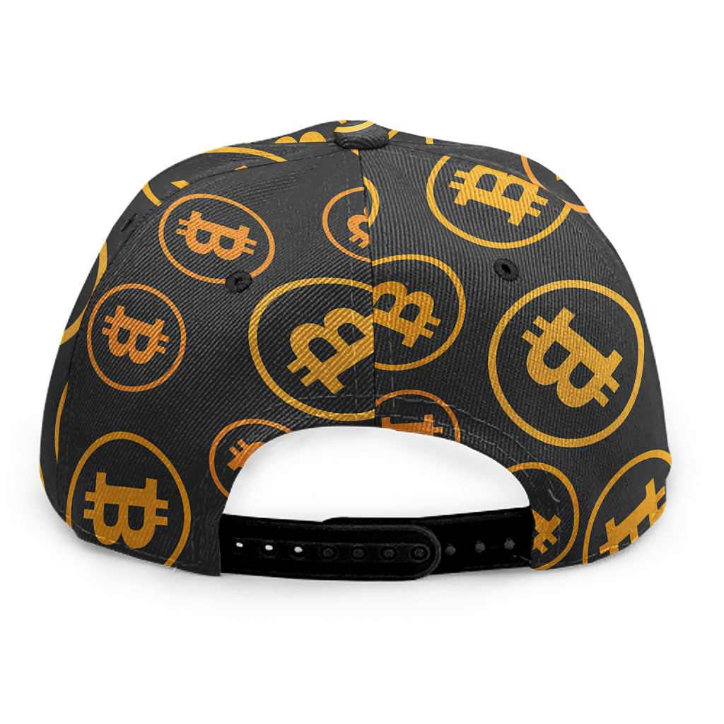 Bitcoin Cryptocurrency Pattern Print Snapback Cap