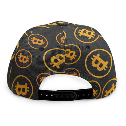 Bitcoin Cryptocurrency Pattern Print Snapback Cap