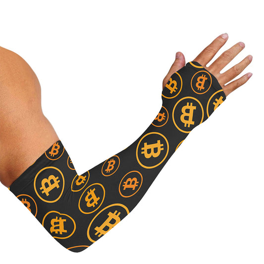 Bitcoin Cryptocurrency Pattern Print Sun Protection Arm Sleeves