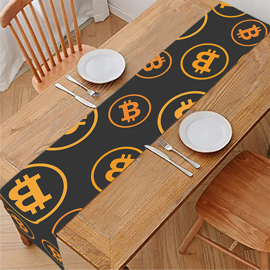 Bitcoin Cryptocurrency Pattern Print Table Runner
