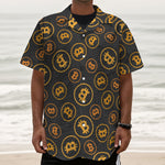 Bitcoin Cryptocurrency Pattern Print Textured Short Sleeve Shirt