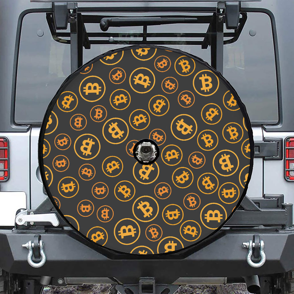 Bitcoin Cryptocurrency Pattern Print Tire Cover With Camera Hole
