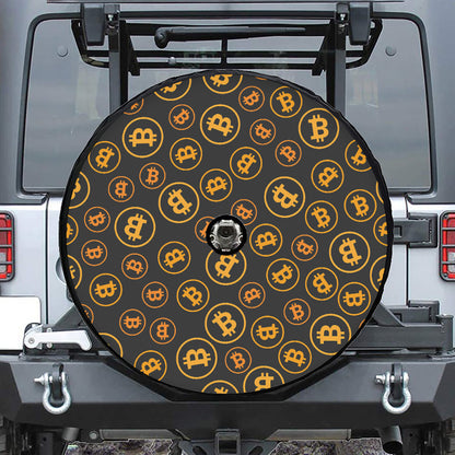 Bitcoin Cryptocurrency Pattern Print Tire Cover With Camera Hole