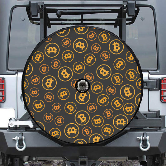 Bitcoin Cryptocurrency Pattern Print Tire Cover With Camera Hole