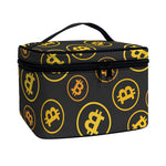 Bitcoin Cryptocurrency Pattern Print Travel Makeup Bag