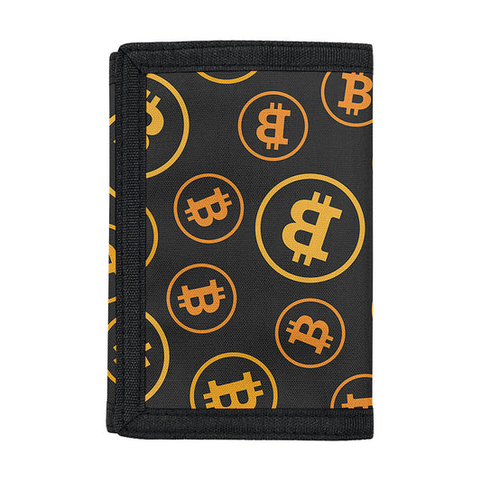 Bitcoin Cryptocurrency Pattern Print Trifold Wallet
