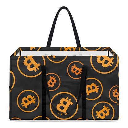 Bitcoin Cryptocurrency Pattern Print Utility Tote Bag