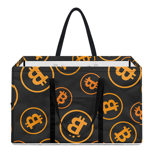 Bitcoin Cryptocurrency Pattern Print Utility Tote Bag