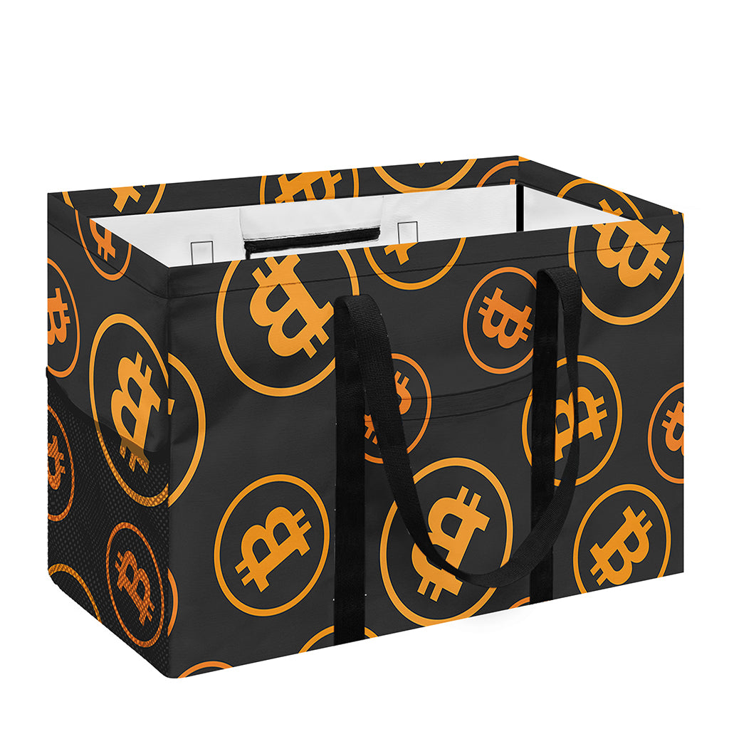 Bitcoin Cryptocurrency Pattern Print Utility Tote Bag