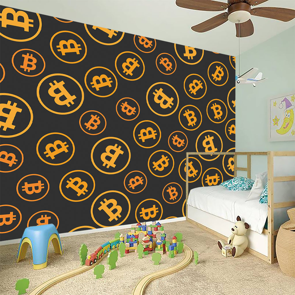 Bitcoin Cryptocurrency Pattern Print Wall Sticker