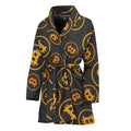 Bitcoin Cryptocurrency Pattern Print Women's Bathrobe
