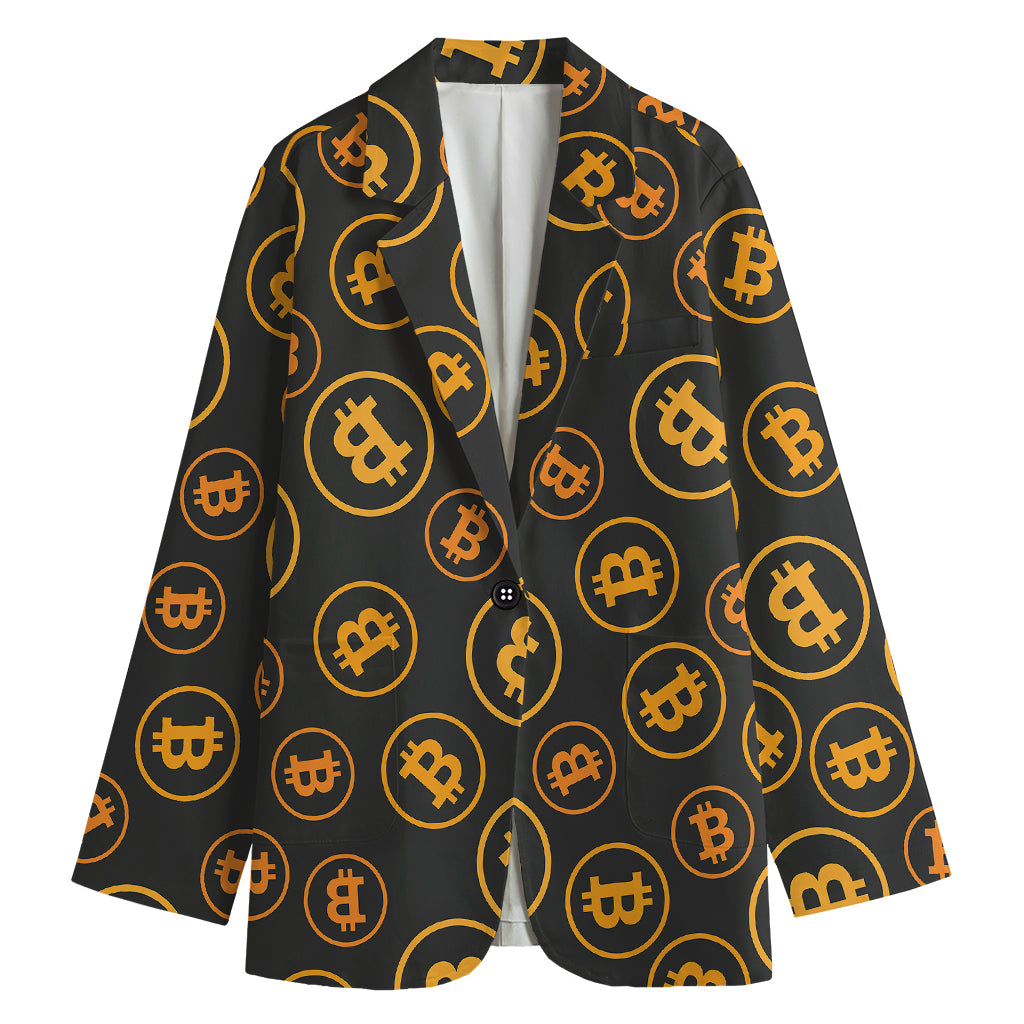 Bitcoin Cryptocurrency Pattern Print Women's Blazer