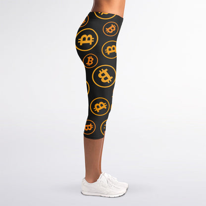 Bitcoin Cryptocurrency Pattern Print Women's Capri Leggings