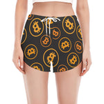 Bitcoin Cryptocurrency Pattern Print Women's Split Running Shorts