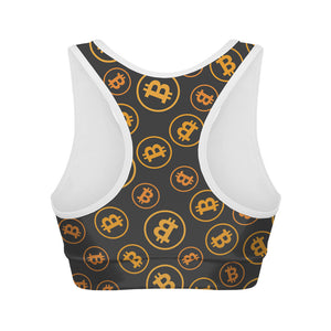 Bitcoin Cryptocurrency Pattern Print Women's Sports Bra