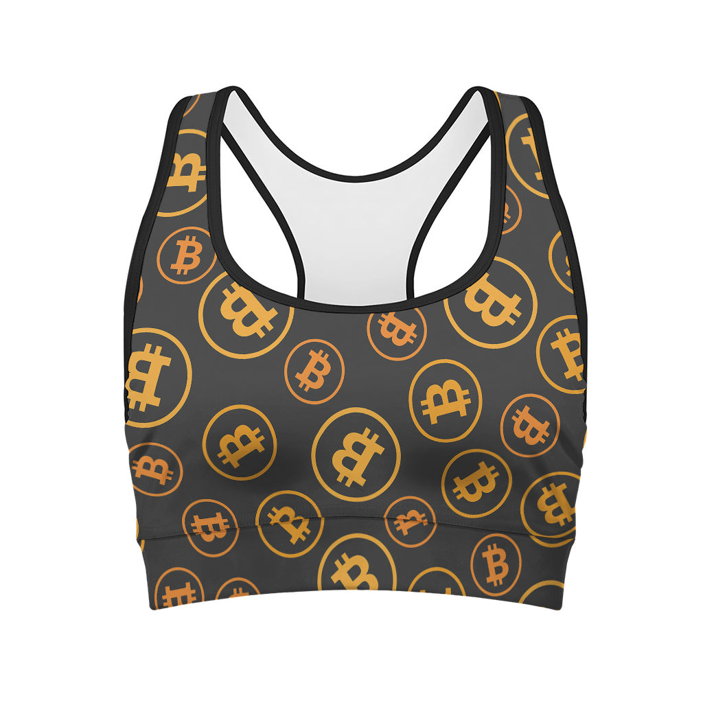 Bitcoin Cryptocurrency Pattern Print Women's Sports Bra