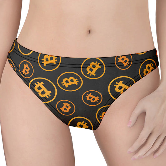 Bitcoin Cryptocurrency Pattern Print Women's Thong