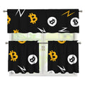 Bitcoin Symbol Pattern Print 3 Piece Kitchen Curtains