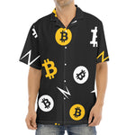 Bitcoin Symbol Pattern Print Aloha Shirt