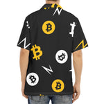 Bitcoin Symbol Pattern Print Aloha Shirt