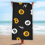 Bitcoin Symbol Pattern Print Beach Towel