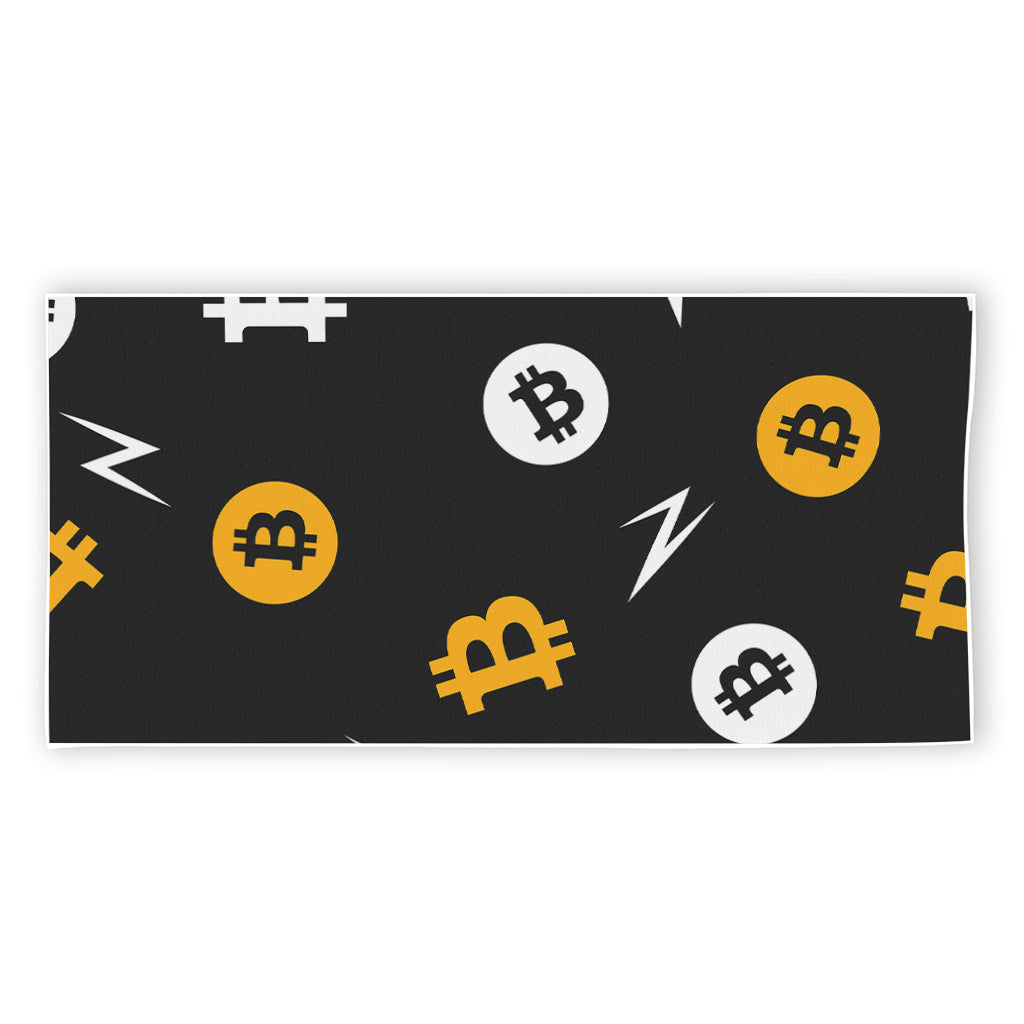 Bitcoin Symbol Pattern Print Beach Towel